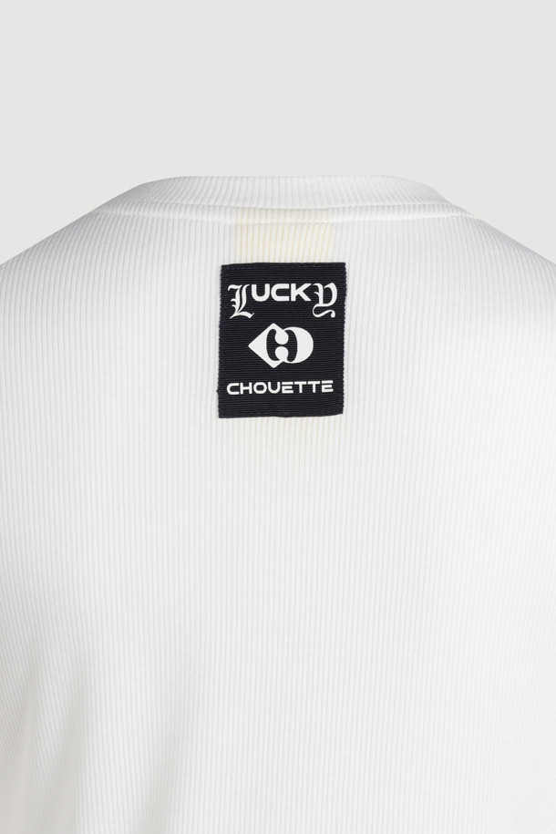 LUCKY CHOUETTE - 긴소매 티셔츠 - Embroidered Point Rib Long-sleeve T-shirt (ivory)