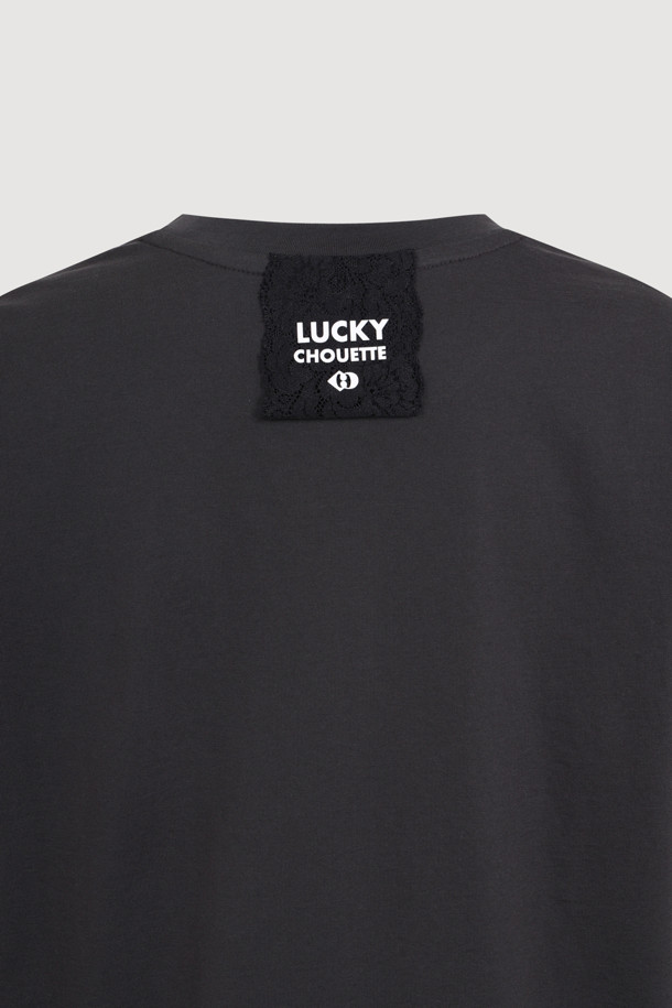 LUCKY CHOUETTE - 긴소매 티셔츠 - Print Point Long Sleeve T-shirt (dark grey)