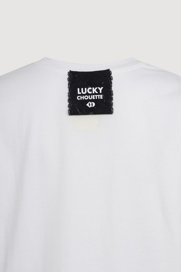 LUCKY CHOUETTE - 긴소매 티셔츠 - Print Point Long Sleeve T-shirt (white)