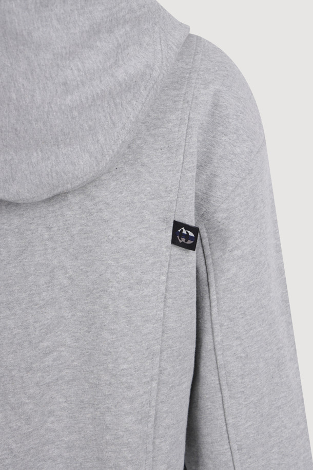 LUCKY CHOUETTE - 후디 - Embroidery Point Cropped Hoodie  T-shirt (melange grey)