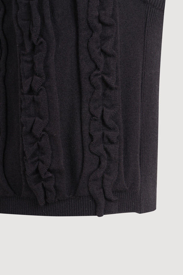 LUCKY CHOUETTE - 베스트 - Frill Detail Knit Vest (black)