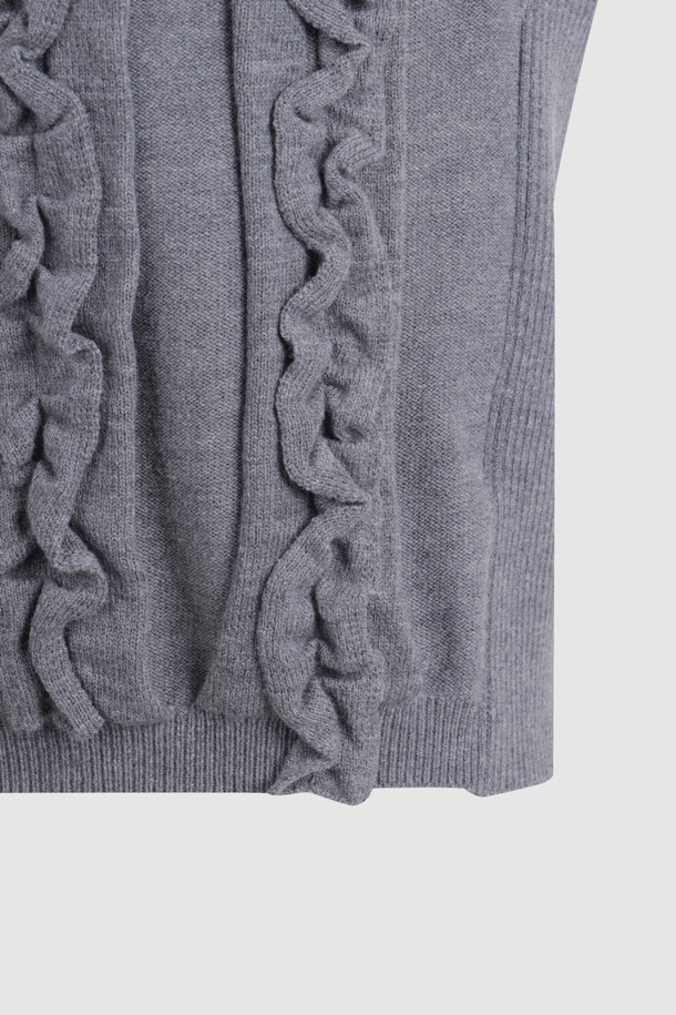 LUCKY CHOUETTE - 베스트 - Frill Detail Knit Vest (melange grey)