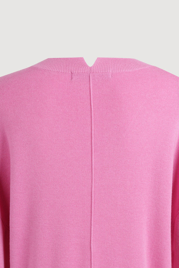 LUCKY CHOUETTE - 가디건 - Double Emblem Embroidery V Neck Knit Cardigan (pink)