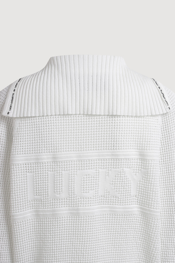 LUCKY CHOUETTE - 가디건 - Sailor Crochet Knit Cardigan (ivory)