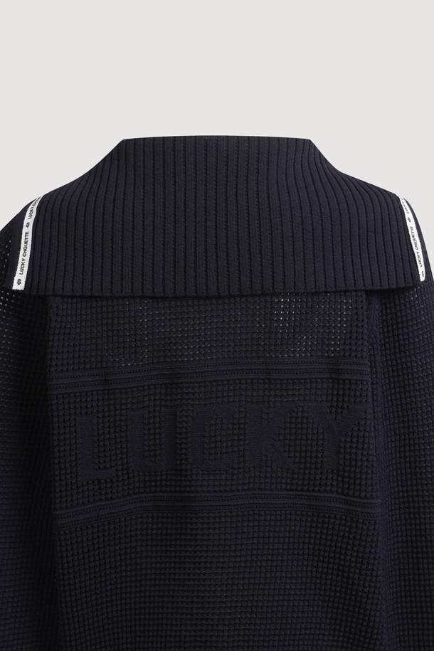 LUCKY CHOUETTE - 가디건 - Sailor Crochet Knit Cardigan (dark navy)