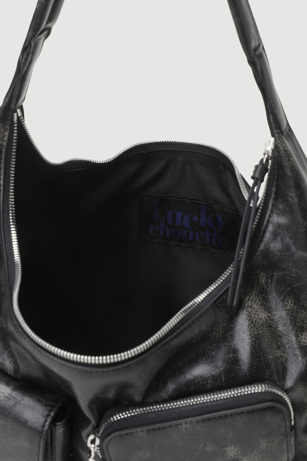 LUCKY CHOUETTE - 토트백 - Large Pocket Hobo Bag (black)