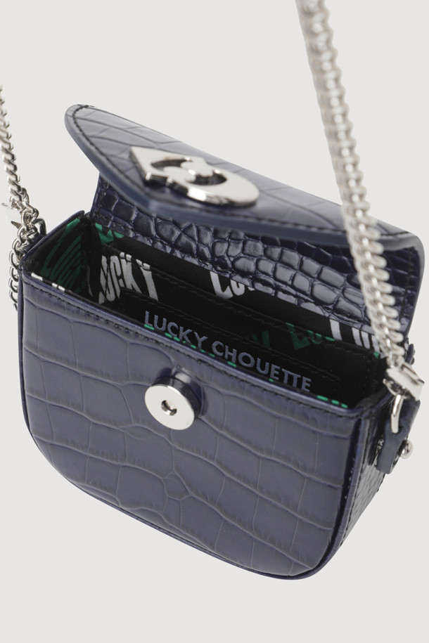 LUCKY CHOUETTE - 토트백 - [Re-Order] Emblem Point Mini Chain Bag (navy)