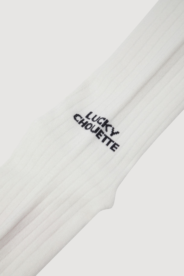 LUCKY CHOUETTE - 양말 - Lettering Point Knee Socks (ivory)