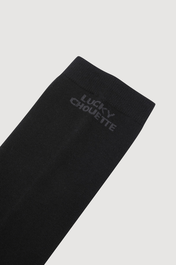 LUCKY CHOUETTE - 양말 - Lettering Point Over Knee Socks (black)