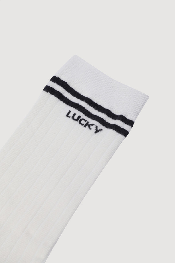 LUCKY CHOUETTE - 양말 - Ankle Ringle Ribbed Socks(ivory)