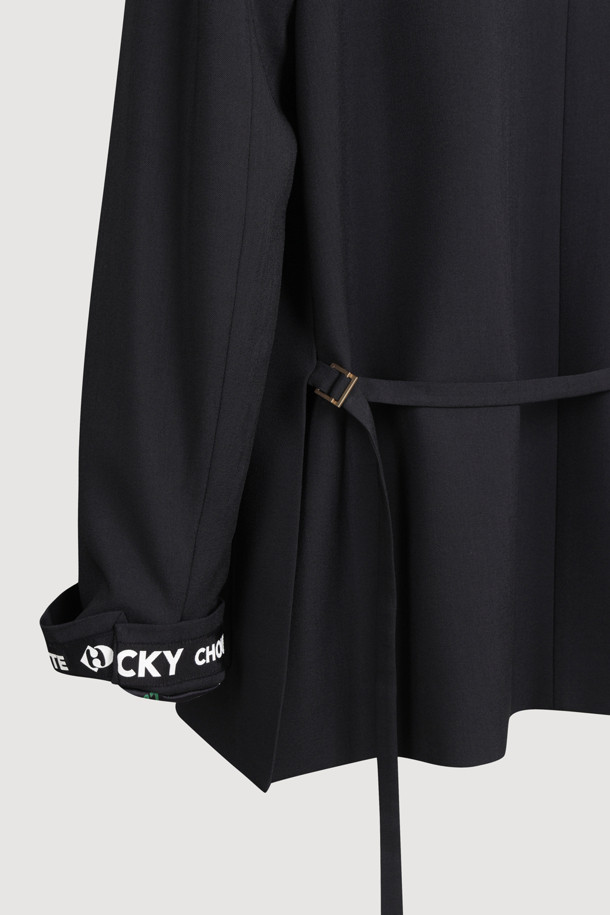 LUCKY CHOUETTE - 자켓 - Collarless Back Strap Jacket (black)