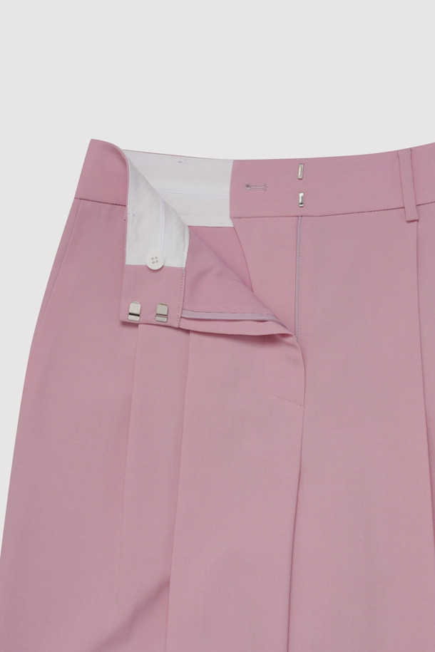 LUCKY CHOUETTE - 스커트/팬츠 - Two Tuck Wide Pants (pink)