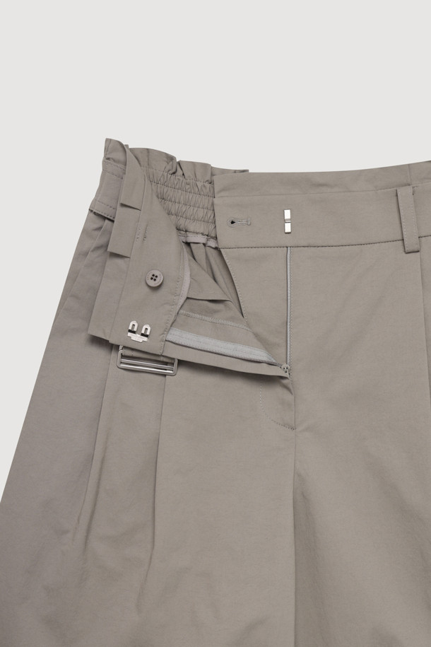 LUCKY CHOUETTE - 스커트/팬츠 - 2 Pintuck Banding Belt Wide Pants (khaki)