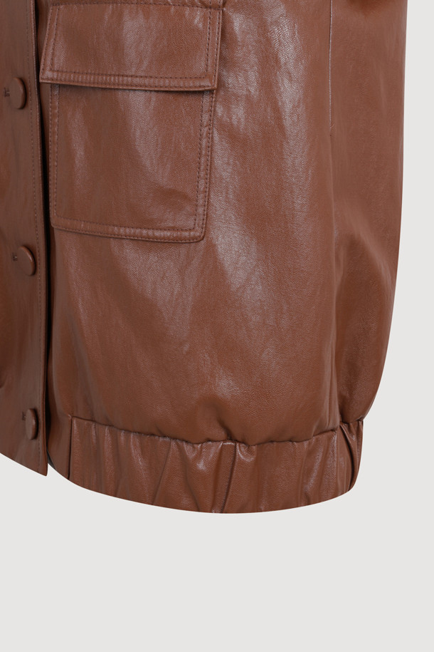 LUCKY CHOUETTE - 점퍼 - Leather Blouson Jumper (camel)