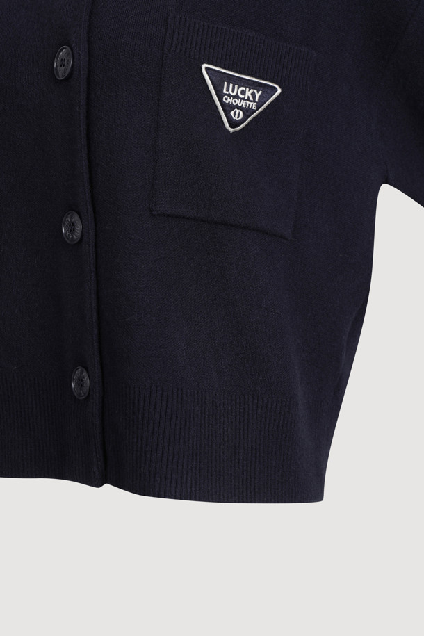 LUCKY CHOUETTE - 니트/가디건 - Colored Sailor Collar Cardigan (dark navy)