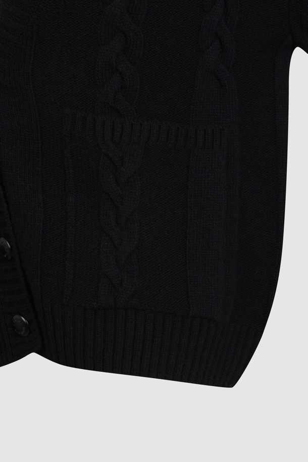 LUCKY CHOUETTE - 니트/가디건 - Logo Tape Cable Cardigan (black)