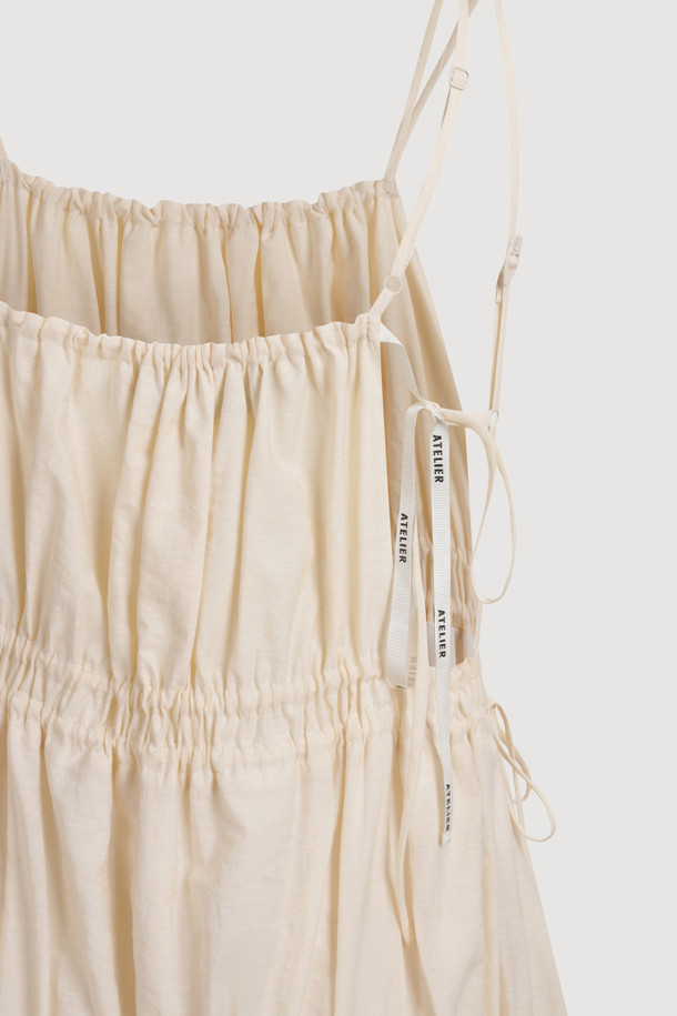 LUCKY CHOUETTE - 민소매 원피스 - [Atelier] Shirring Sleeveless Dress (light beige)