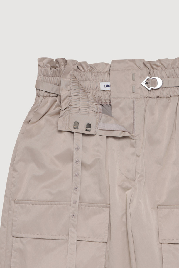 LUCKY CHOUETTE - 롱/미디팬츠 - Out Pocket Jogger Banding Pants (Fabric Belt) (beige)