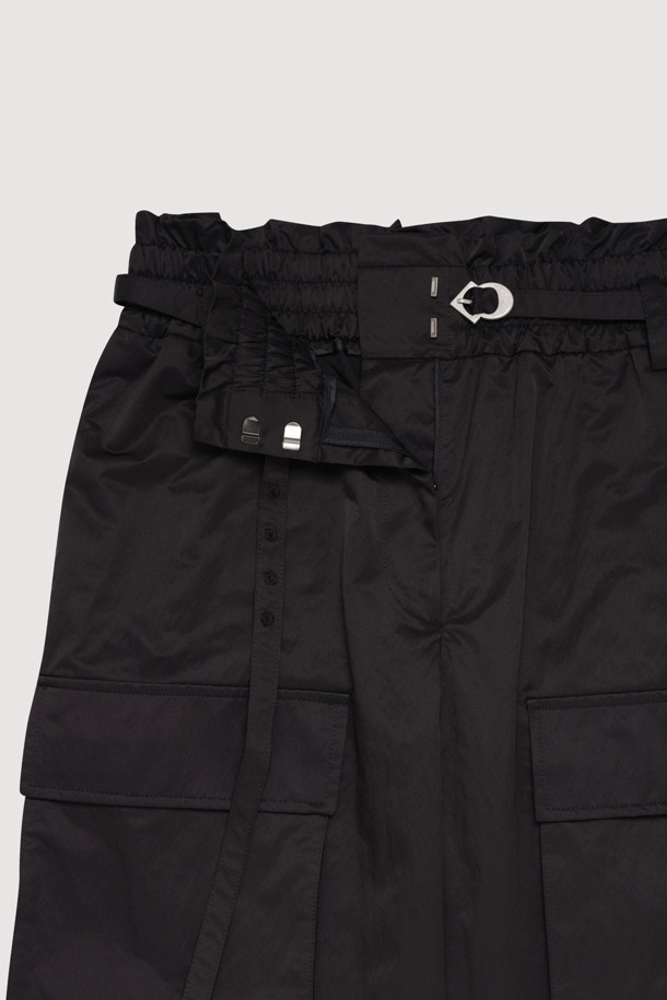 LUCKY CHOUETTE - 롱/미디팬츠 - Out Pocket Jogger Banding Pants (Fabric Belt) (black)