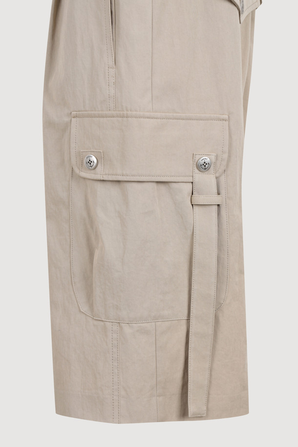 LUCKY CHOUETTE - 쇼트팬츠 - [Atelier] Pocket Point Back Banding Midi Shorts (beige)