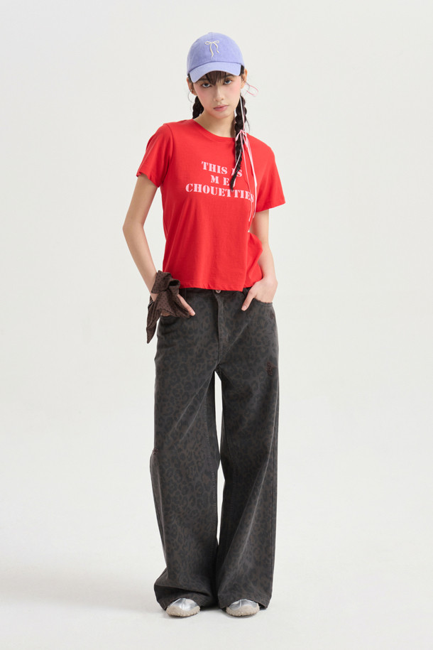 LUCKY CHOUETTE - 롱/미디팬츠 - Chouetties by LUCKY CHOUETTE_Leopard Denim Pants (dark grey)