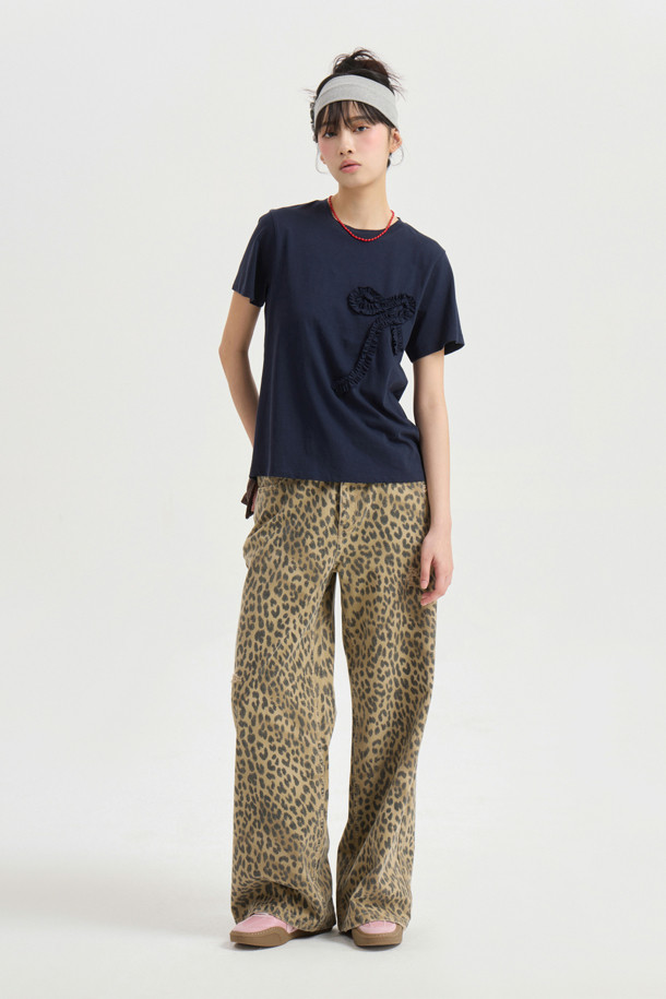 LUCKY CHOUETTE - 반소매 티셔츠 - Chouetties by LUCKY CHOUETTE_Ribbon Point Half Sleeve T-shirt (navy)
