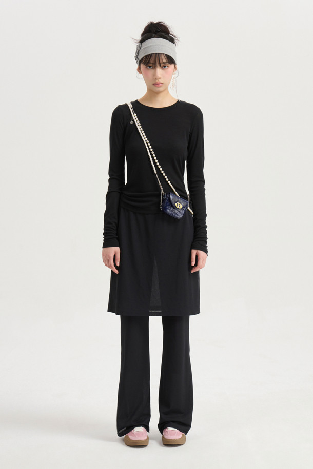 LUCKY CHOUETTE - 긴소매 티셔츠 - Chouetties by LUCKY CHOUETTE_Sheer Slim Fit Long Sleeve T-shirts (black)