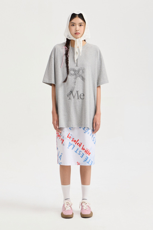 LUCKY CHOUETTE - 반소매 티셔츠 - Chouetties by LUCKY CHOUETTE_Graphic Semi Over Fit Half Sleeve T-shirt (melange grey)
