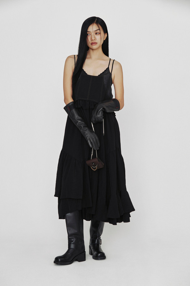 LUCKY CHOUETTE - 민소매 원피스 - [Holiday Edition] Denim Like MIX Slip Dress (black)