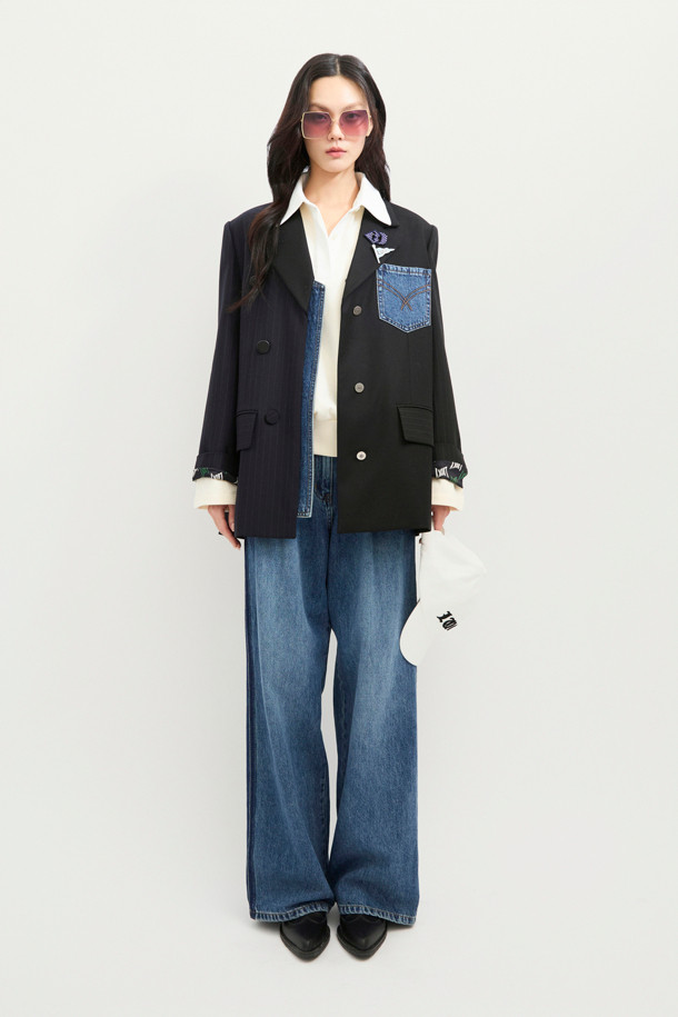 LUCKY CHOUETTE - 자켓 - Denim Patch Stripe Color Jacket (black)