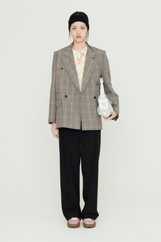 LUCKY CHOUETTE - 자켓 - Embroidered Button Check Double Jacket (multi color)