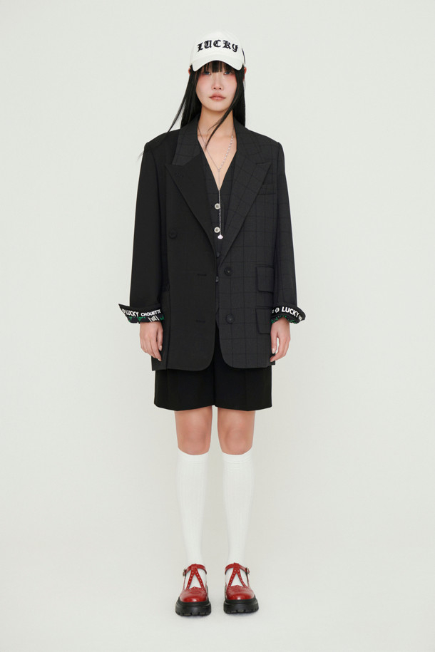 LUCKY CHOUETTE - 자켓 - Peaked Collar Solid Double Jacket (multi color)