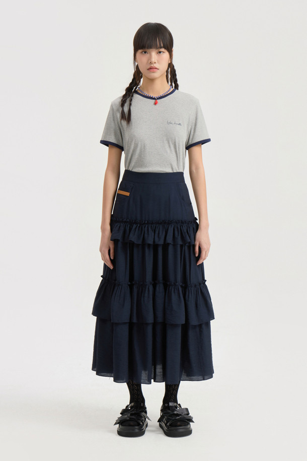 LUCKY CHOUETTE - 롱스커트 - Shirring Stripe Back Banding Long Skirt
