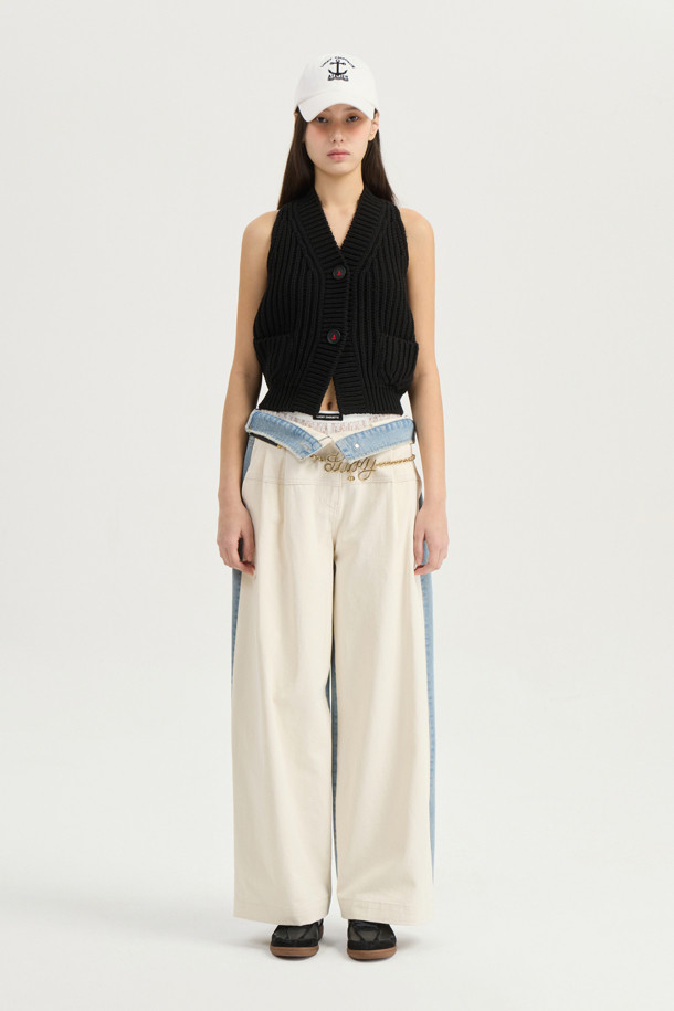 LUCKY CHOUETTE - 롱/미디팬츠 - [Atelier] Front Cotton Wide Denim Pants (multi color)