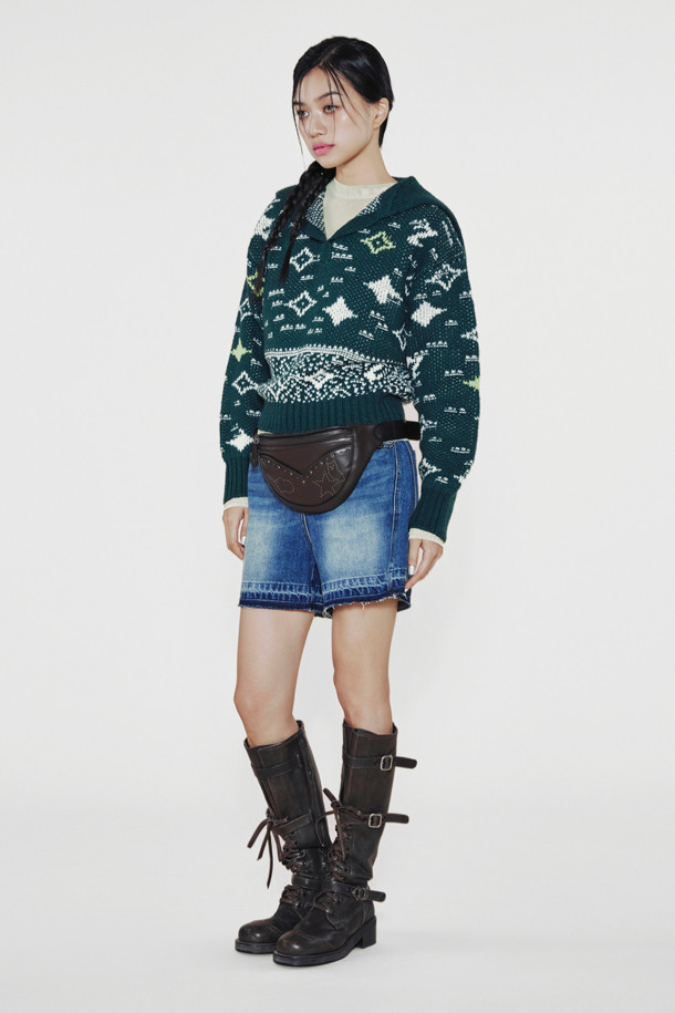 LUCKY CHOUETTE - 쇼트팬츠 - [Holiday Edition] Studded Denim Shorts (blue)