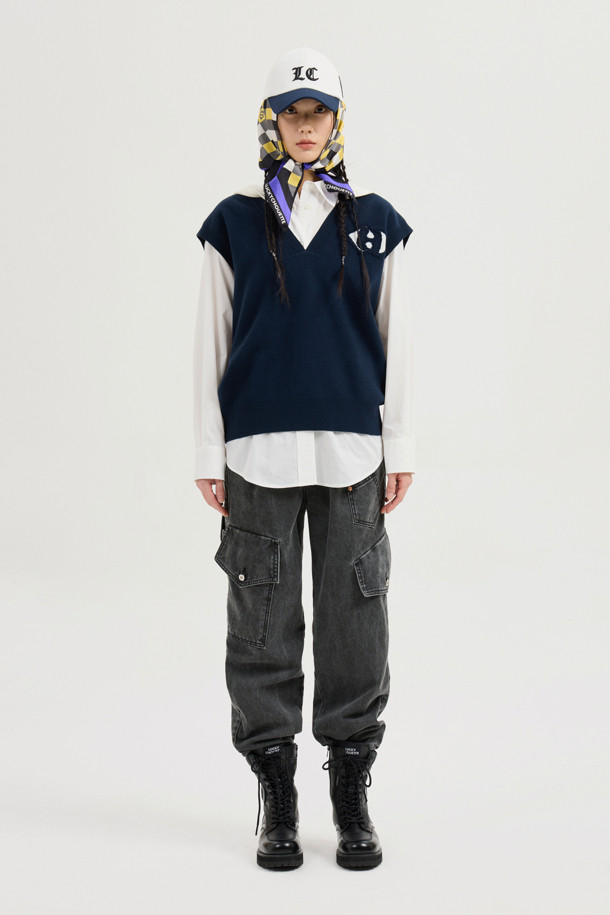 LUCKY CHOUETTE - 롱/미디팬츠 - Out Pocket Jogger Denim Pants (grey)