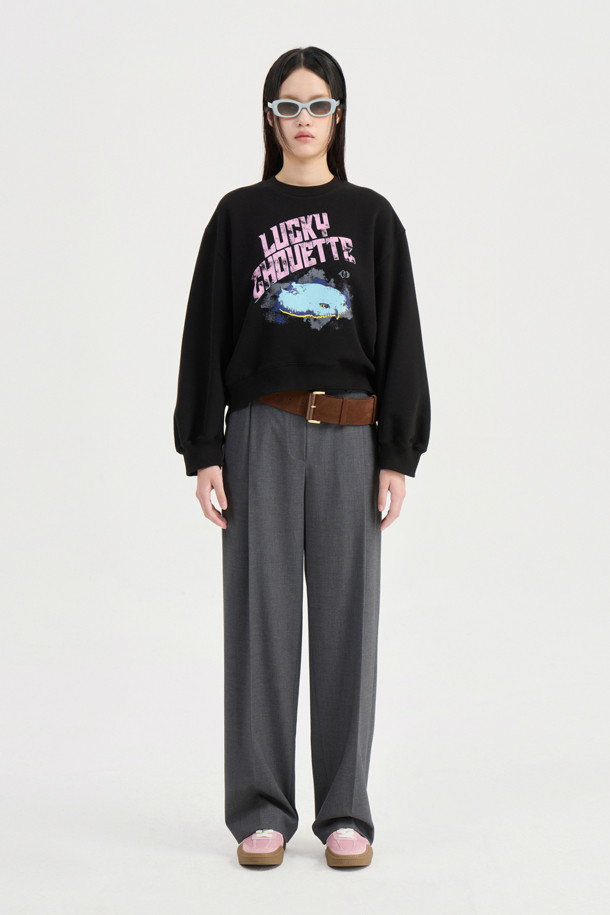 LUCKY CHOUETTE - 롱/미디팬츠 - Sideband Pintuck Wide Pants (grey)