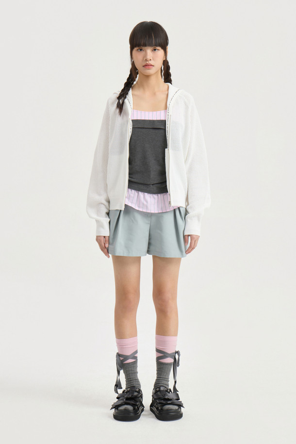 LUCKY CHOUETTE - 쇼트팬츠 - Tuck Point Back Banding Shorts (mint)