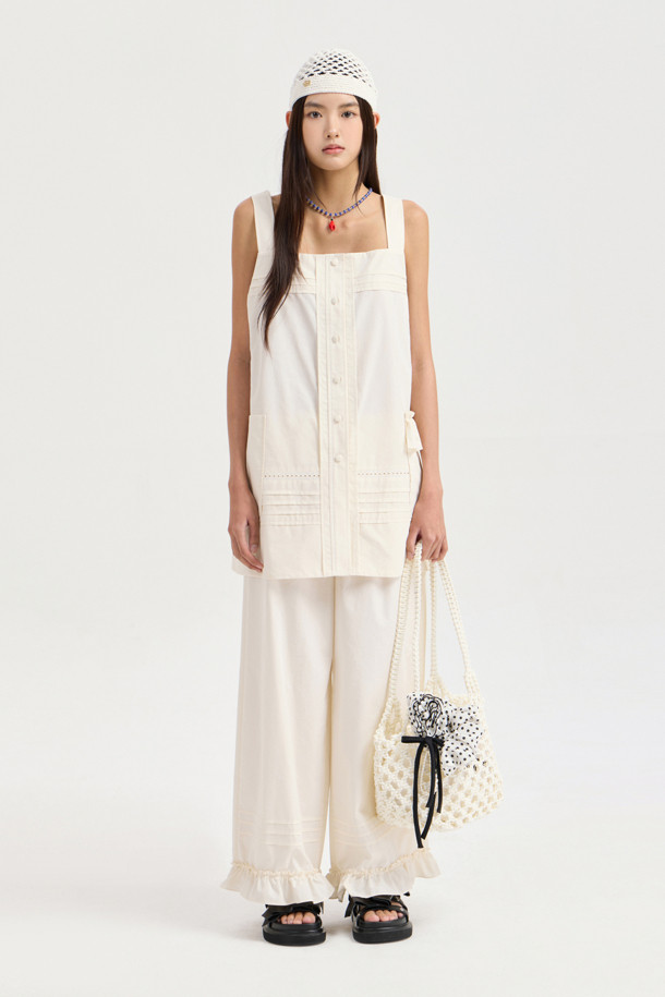 LUCKY CHOUETTE - 블라우스 - Sleeveless Pin Tuck Blouse (ivory)