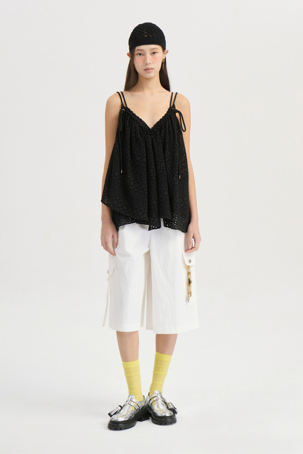 LUCKY CHOUETTE - 블라우스 - [Atelier] Eyelet Lace Top (black)