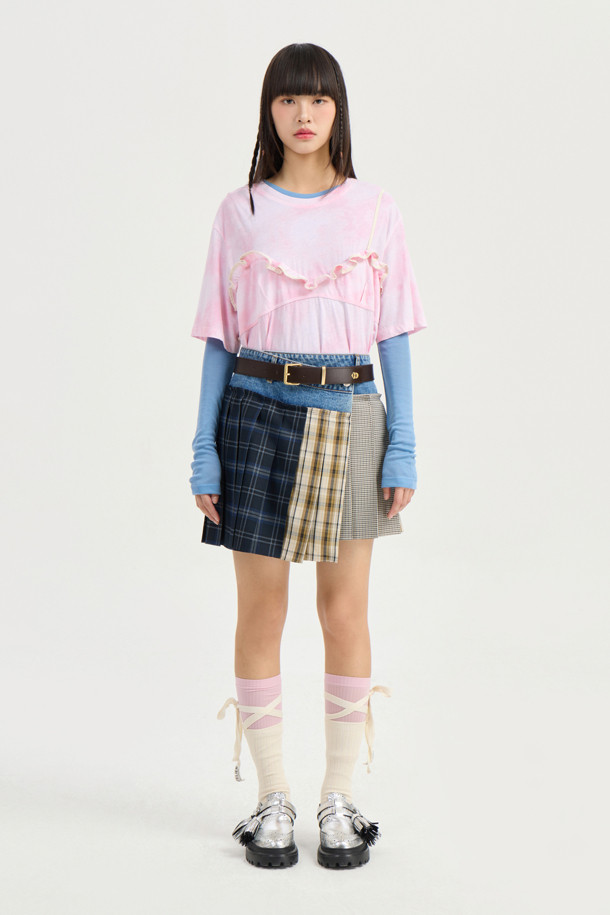 LUCKY CHOUETTE - 반소매 티셔츠 - Bustier Point Half Sleeve T-shirt (pink)