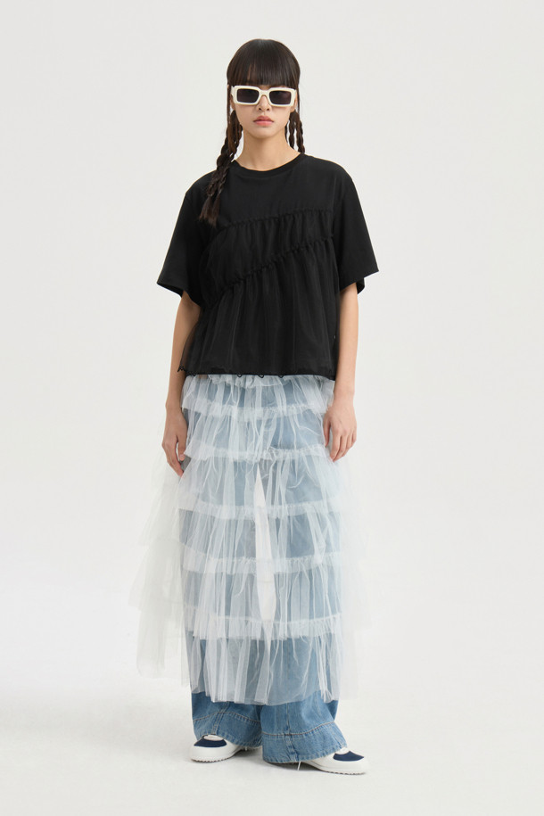 LUCKY CHOUETTE - 반소매 티셔츠 - Mesh Point Half Sleeve T-shirt (black)