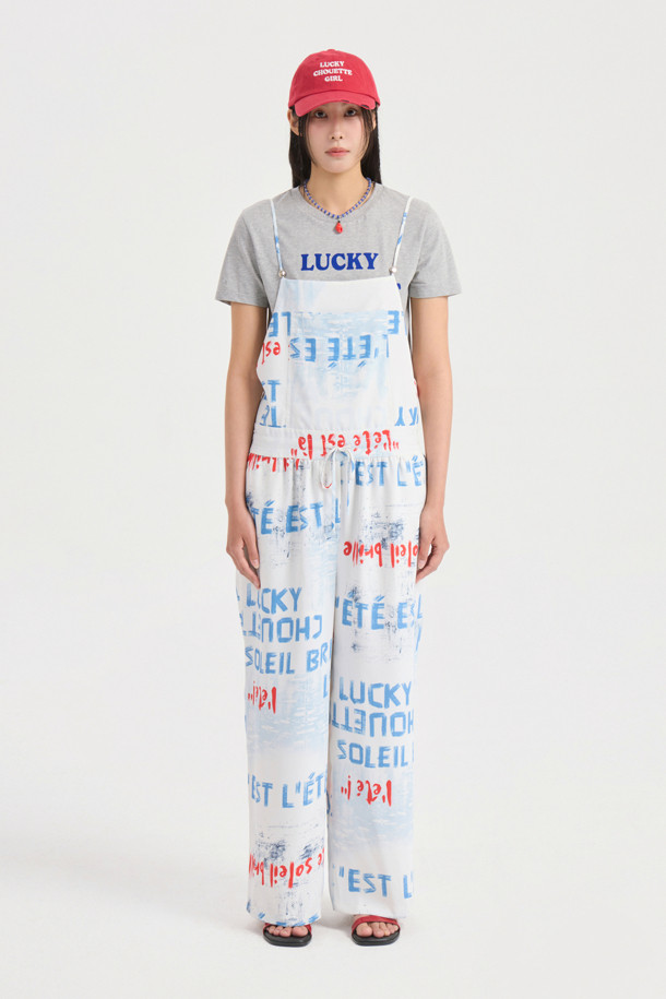 LUCKY CHOUETTE - 반소매 티셔츠 - [Re-Order] Lettering Point Slim Fit Half Sleeve T-shirt (melange grey)