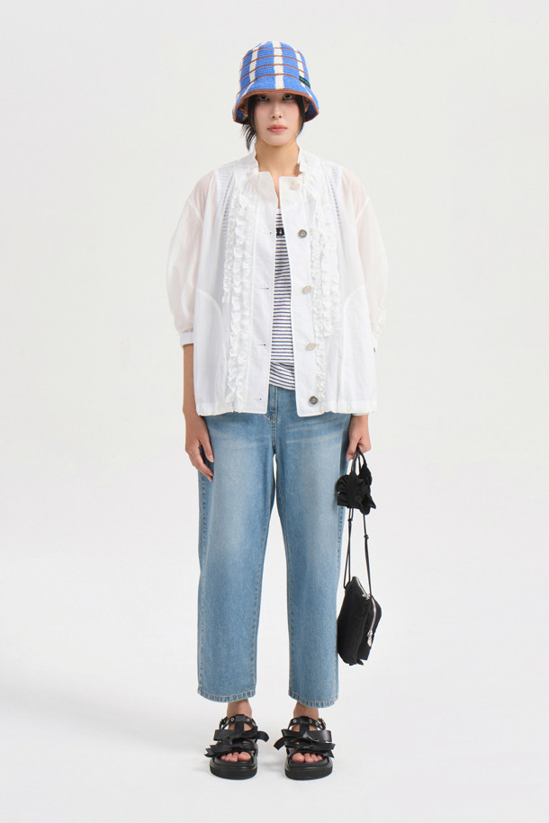LUCKY CHOUETTE - 점퍼 - [Re-Order] Button Up Frill Jumper (white)