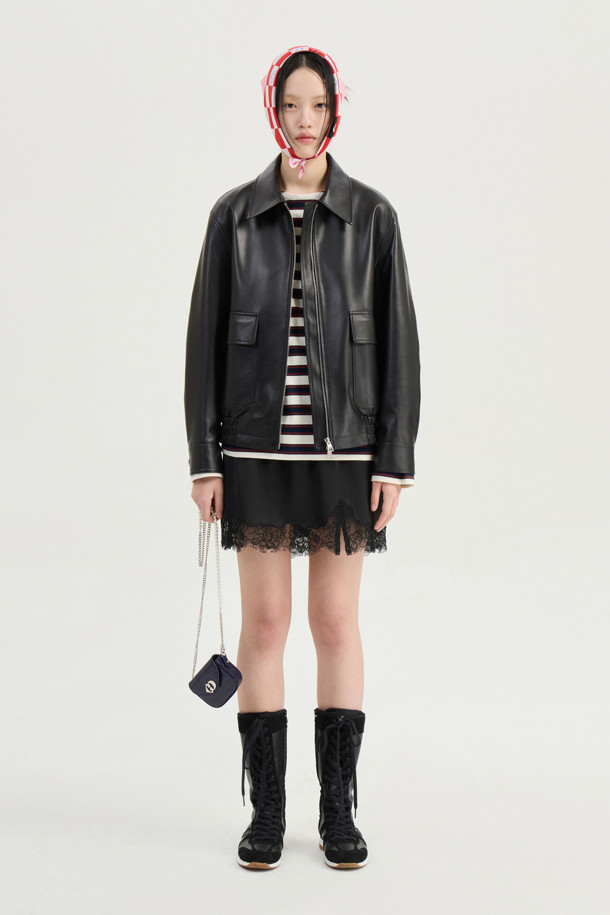 LUCKY CHOUETTE - 점퍼 - [Atelier] Work Jacket Real Leather Jumper (black)