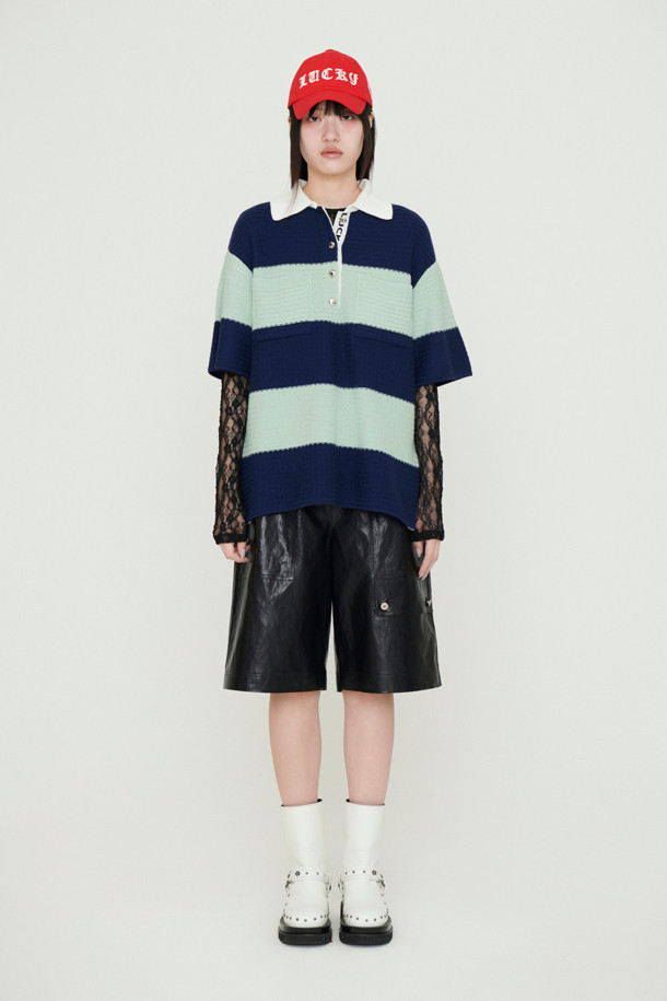 LUCKY CHOUETTE - 스웨터 - Stripe Terry Knit Pullover (navy)