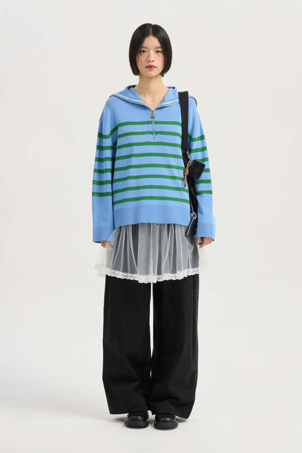 LUCKY CHOUETTE - 스웨터 - Sailor Zip up Pullover (blue)