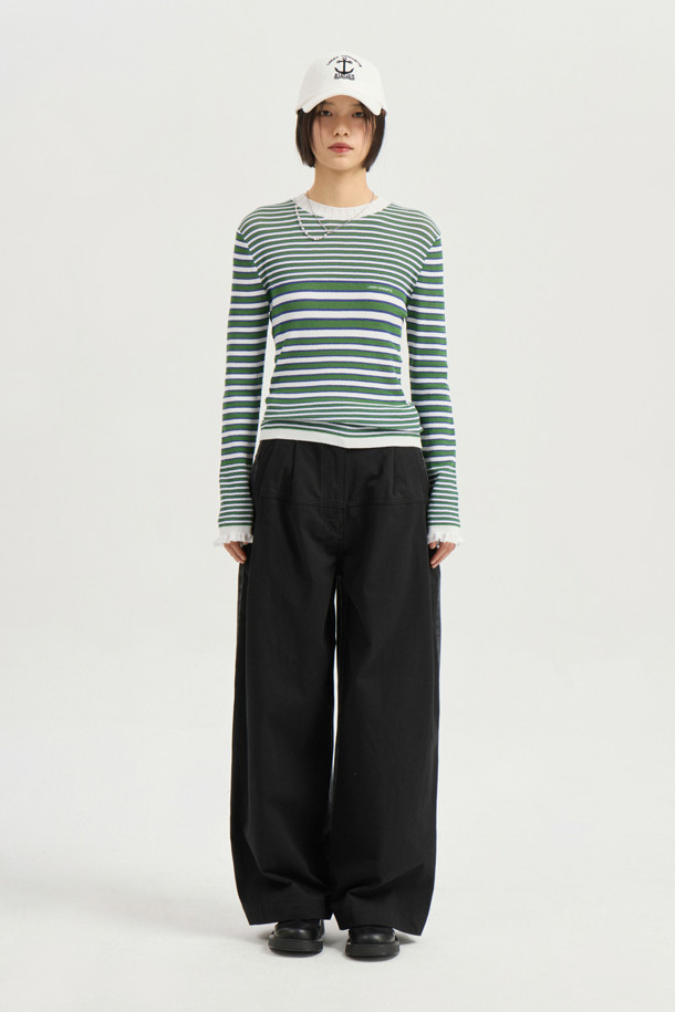 LUCKY CHOUETTE - 스웨터 - Stripe Slim Fit Pullover (green)