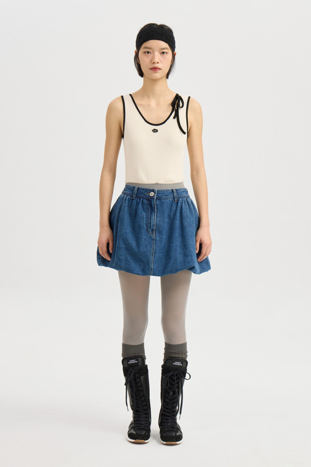 LUCKY CHOUETTE - 스웨터 - Color Line Sleeveless Pullover (white)