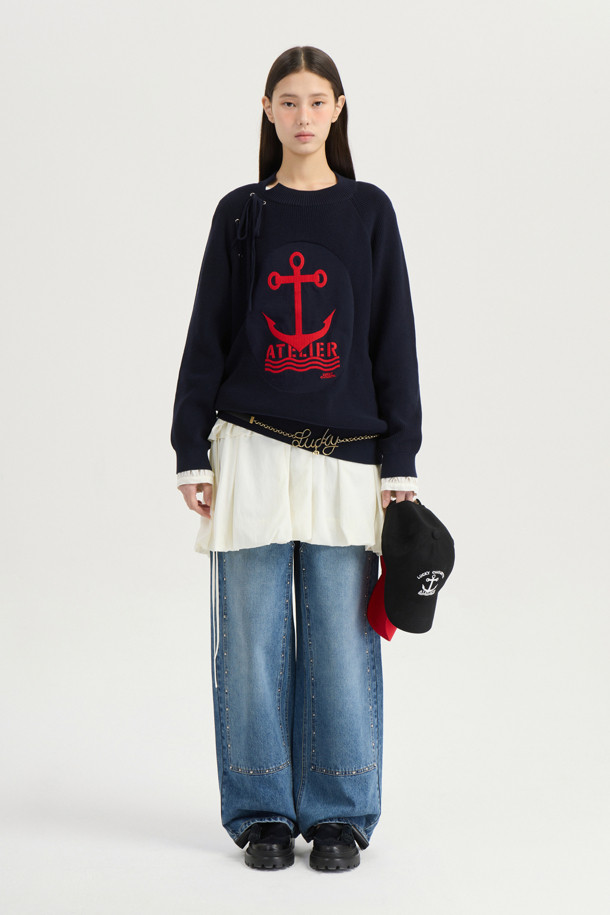 LUCKY CHOUETTE - 스웨터 - [Atelier] Big Anchor Point Pullover (dark navy)